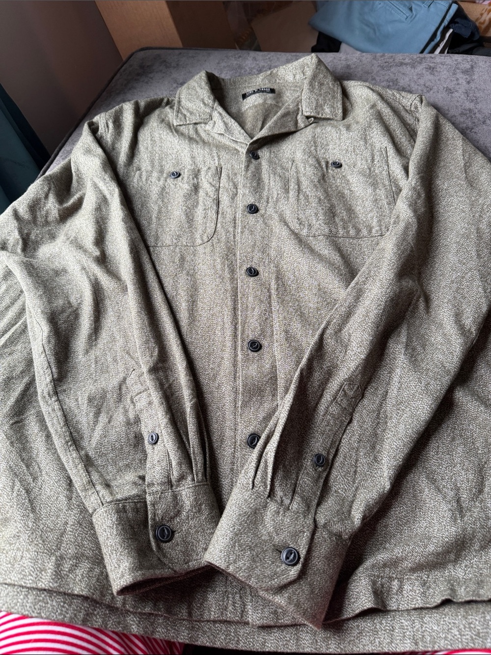 Casual Olive Green Button-Down Workshirt